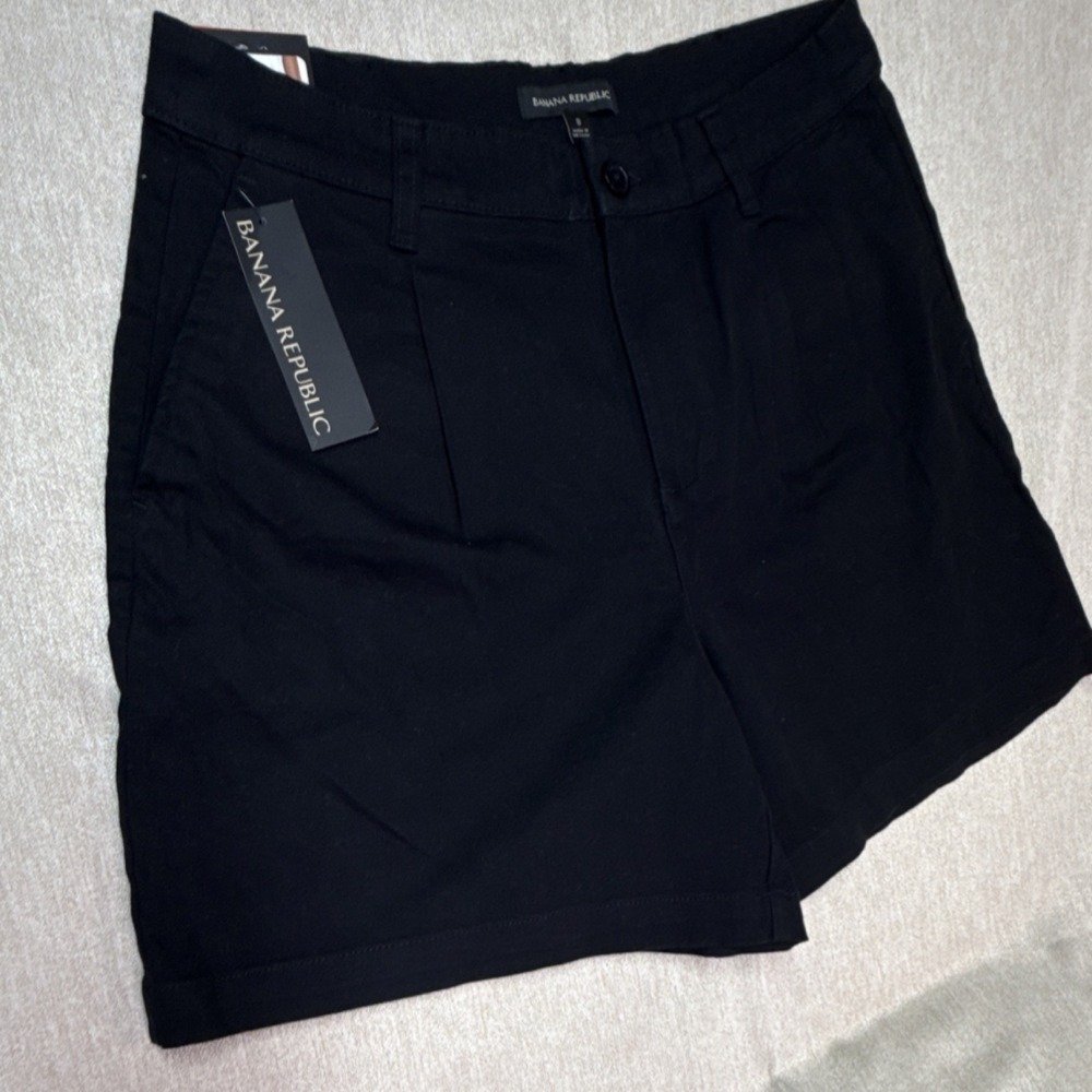 Banana Republic Women's Chino Shorts Black Size 8 Cotton Pockets Classic